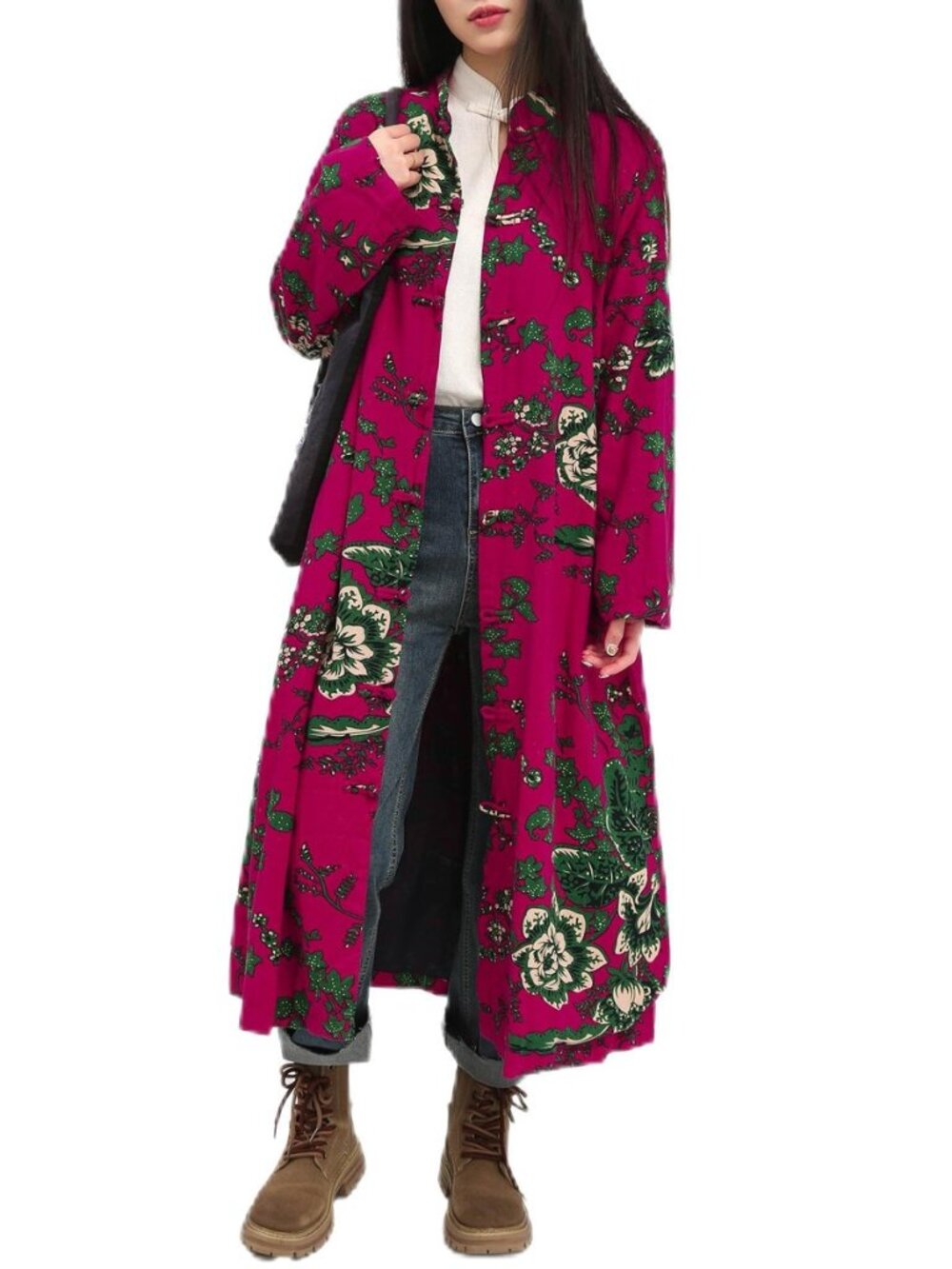 Women's Penny Lane Jacket Boho Floral Style Cotton Linen Casual Coat with